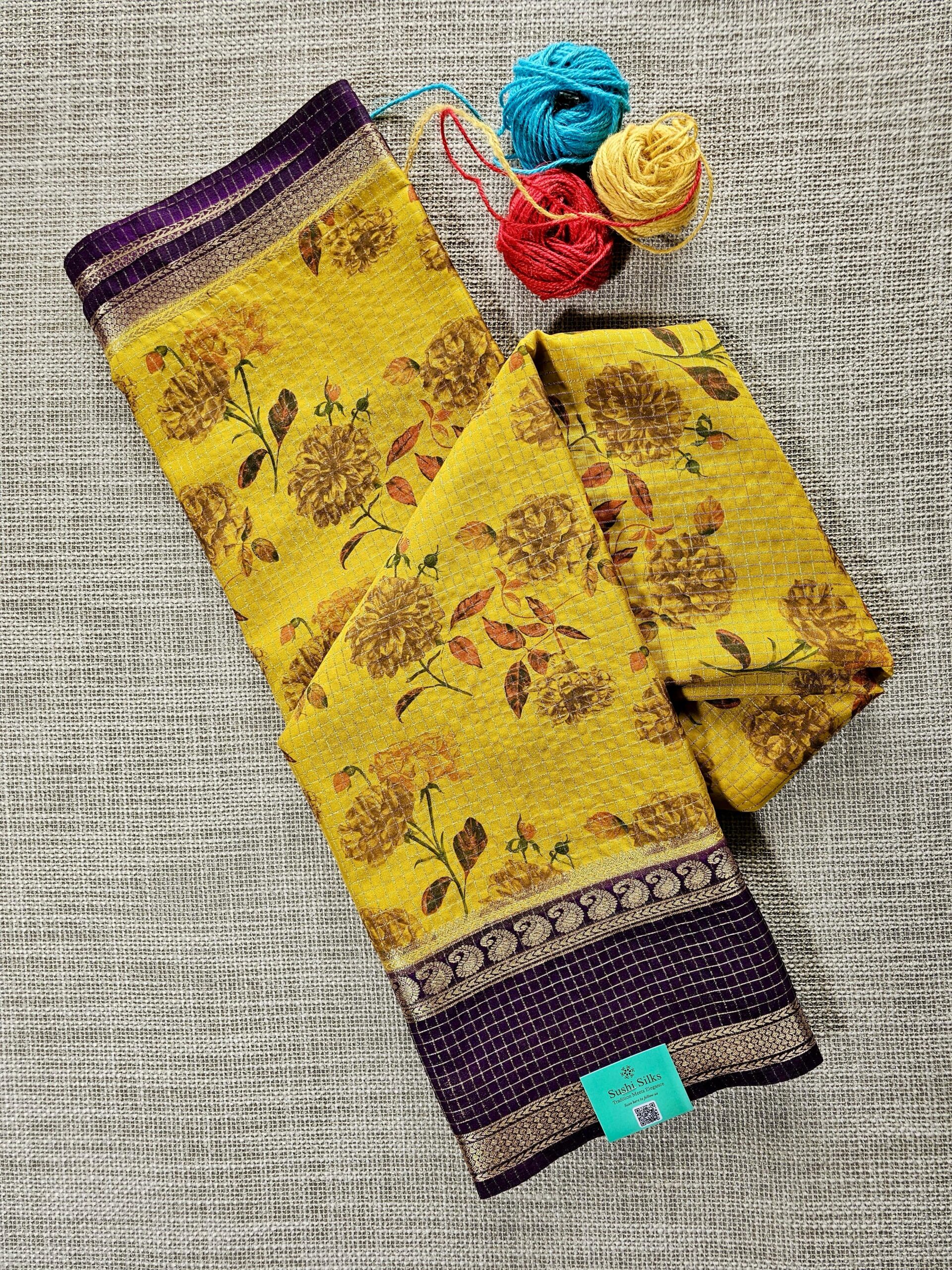 Semi Mysore Crepe Digital Check Print