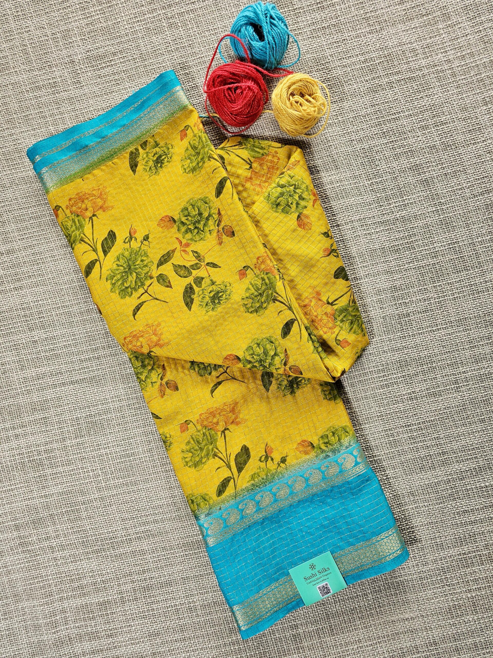 Semi Mysore Crepe Digital Check Print