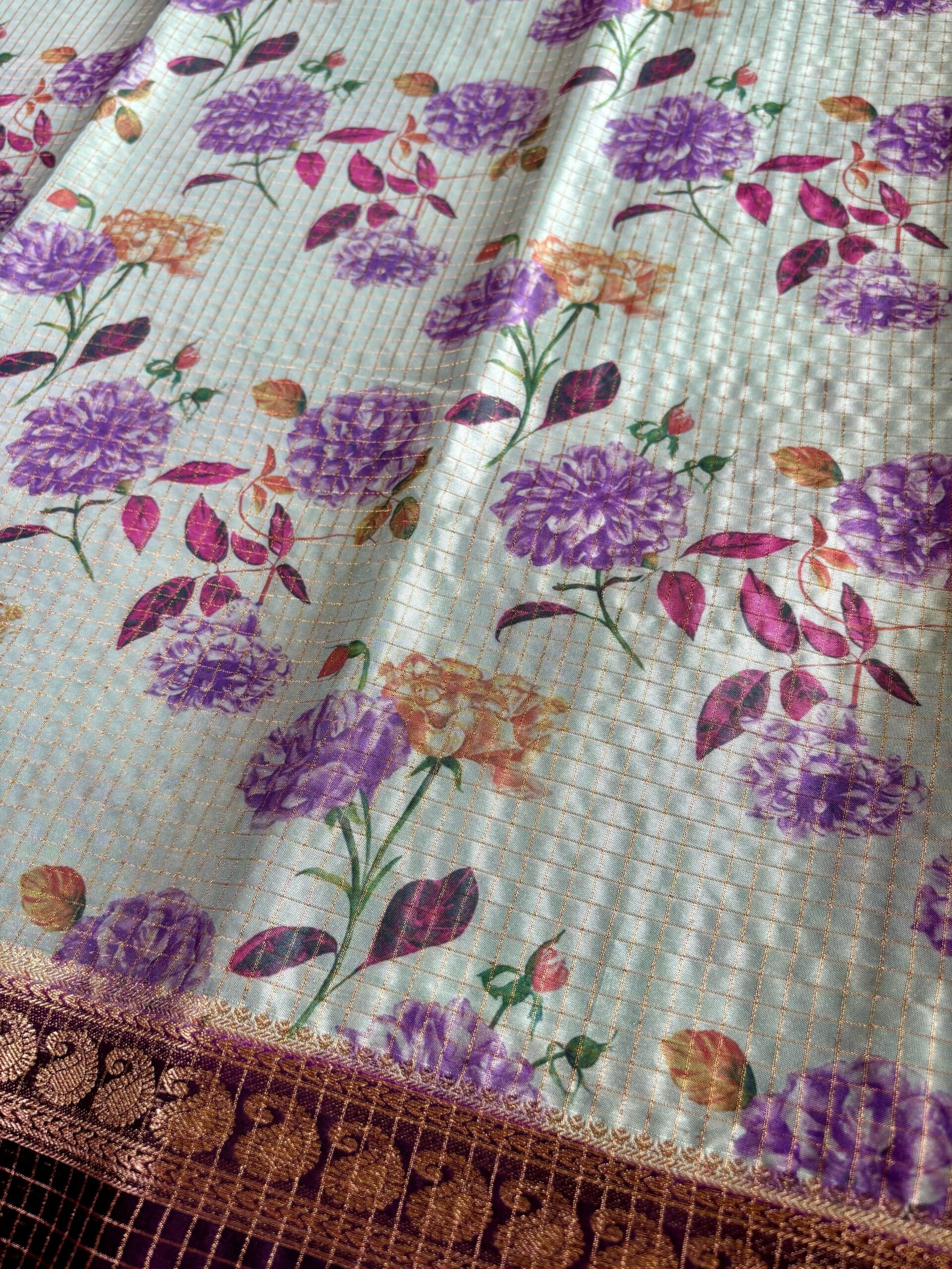 Semi Mysore Crepe Digital Check Print - Image 2