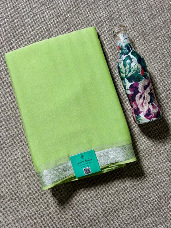 Chiffon Silver Zari Border