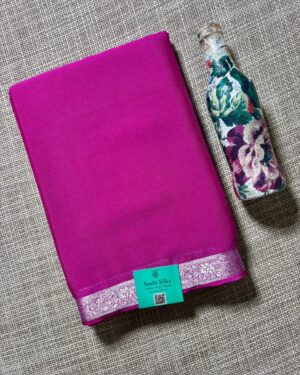 Chiffon Silver Zari Border