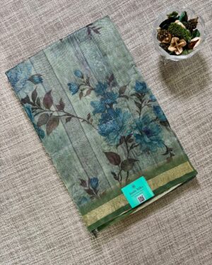 Linen Printed Zari Border