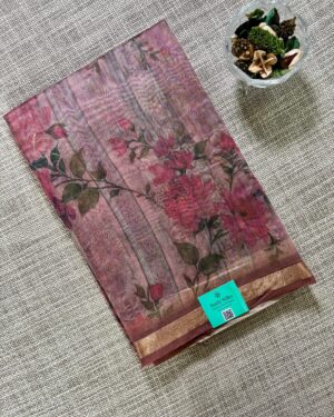 Linen Printed Zari Border