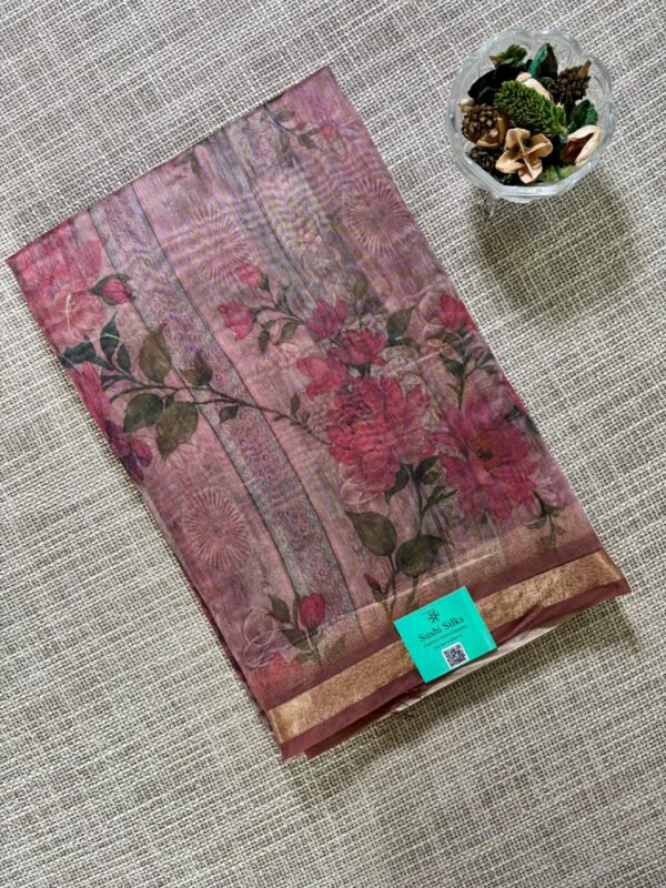 Linen Printed Zari Border