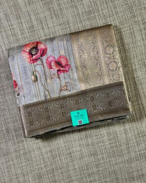 Linen Printed Zari Border