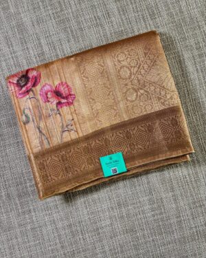 Linen Printed Zari Border